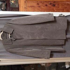 Bill Blass Black Label Mens Trenhcoat Wool Blend Greenish Gray? Sz 44 Reg EUC